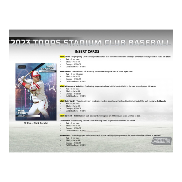 2023ToppsStadiumClubBaseballHobbyBox_4 2023 Topps Stadium Club Baseball Hobby Box