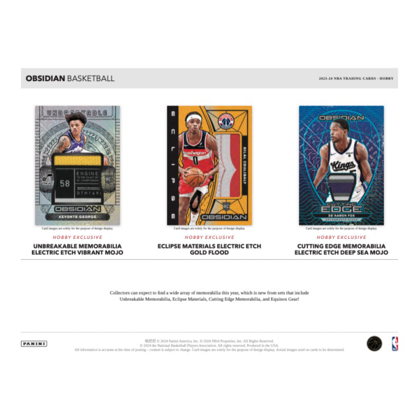 2023_24PaniniObsidianBasketballHobbyBox_4 2023/24 Panini Obsidian Basketball Hobby Box