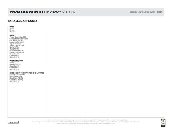 2026 Panini Prizm FIFA World Cup Soccer Hobby 12-Box Case